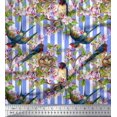 thumbnail image 1 of Soimoi Rayon Fabric Bird,Stripe & Periwinkle Floral Fabric Prints by Yard 56 Inch Wide, 1 of 3