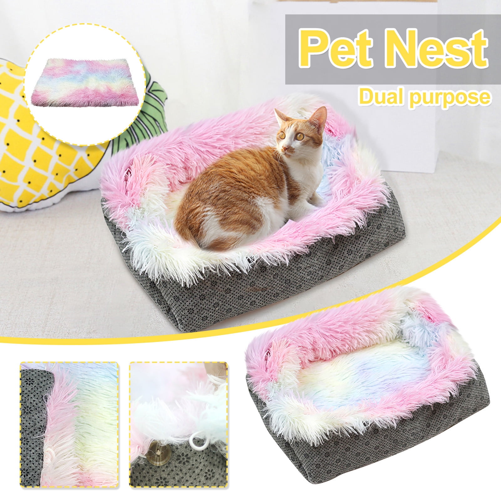 EGNMCR Dog Beds, Pet Beds litter colorful two-in-one litter bed plush pet mattress Cat Bed