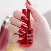 18ml Metallic Nail Polish Half Mirror Effect Varnishes Metal Silver Long-Lasting Non-Peelable