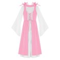 thumbnail image 4 of iefiel Robe Rétro d'Halloween pour Filles Robe Longue Évasée à Manches Longues Lacée Robe Princesse Maxi Rose 14, 4 of 7