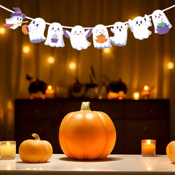 DPTALR Newly Manufactured Product Party Theme Horror Props Ghost Festival Halloween Pull Flag Hanging Ghost Pull Flower Streamer Decorations