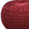 thumbnail image 4 of Grafton Transitional Round Pouf in Maroon Velvet Fabric, 4 of 8