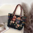 thumbnail image 2 of facefd Embroidered Handmade Women Shoulder Bag Travel Bag Gift Blue Yellow Owl, 2 of 8