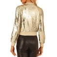 thumbnail image 3 of INSPIRE CHIC Blouson Bomber Court à Paillettes pour Femme à Manches Longues avec Fermeture Éclair pour Fête Abricots TP, 3 of 5