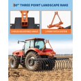 thumbnail image 1 of Edtara 3 Point Tractor Landscape Rack, 50 Inch Heavy Duty Steel With Replaceable Spring Tines & Hitch Pin, Fits Category-0/Cat-1, Quick Mount for Garden, Lawn, Farm and Grass Maintenance, 1 of 7