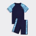thumbnail image 2 of B91xZ Boys Swimsuit Short Sleeve Rashguard and Swim Trunks 2 Piece Set,Navy 8-9 Years, 2 of 4