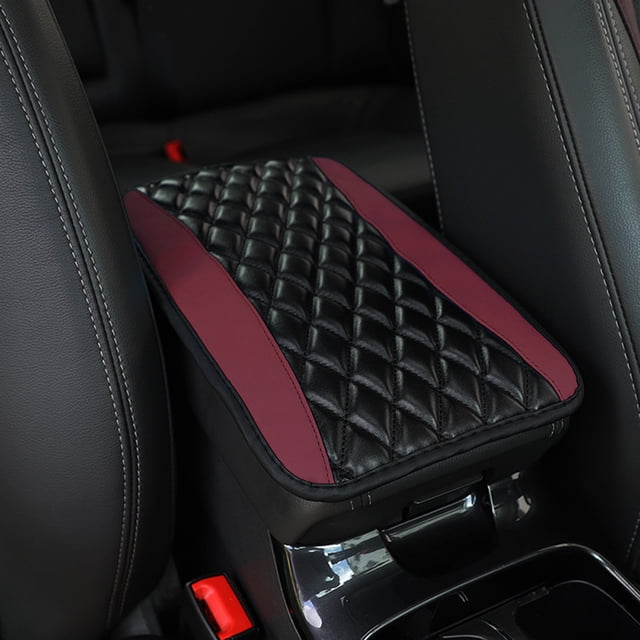 Leather Car Armrest Box Mat Universal, Soft Microfiber Center Console Cover with Non-Slip Sponge Backing, Protects Against Spills Scratches and Pet Claws for SUV Truck and Sedan Interiors