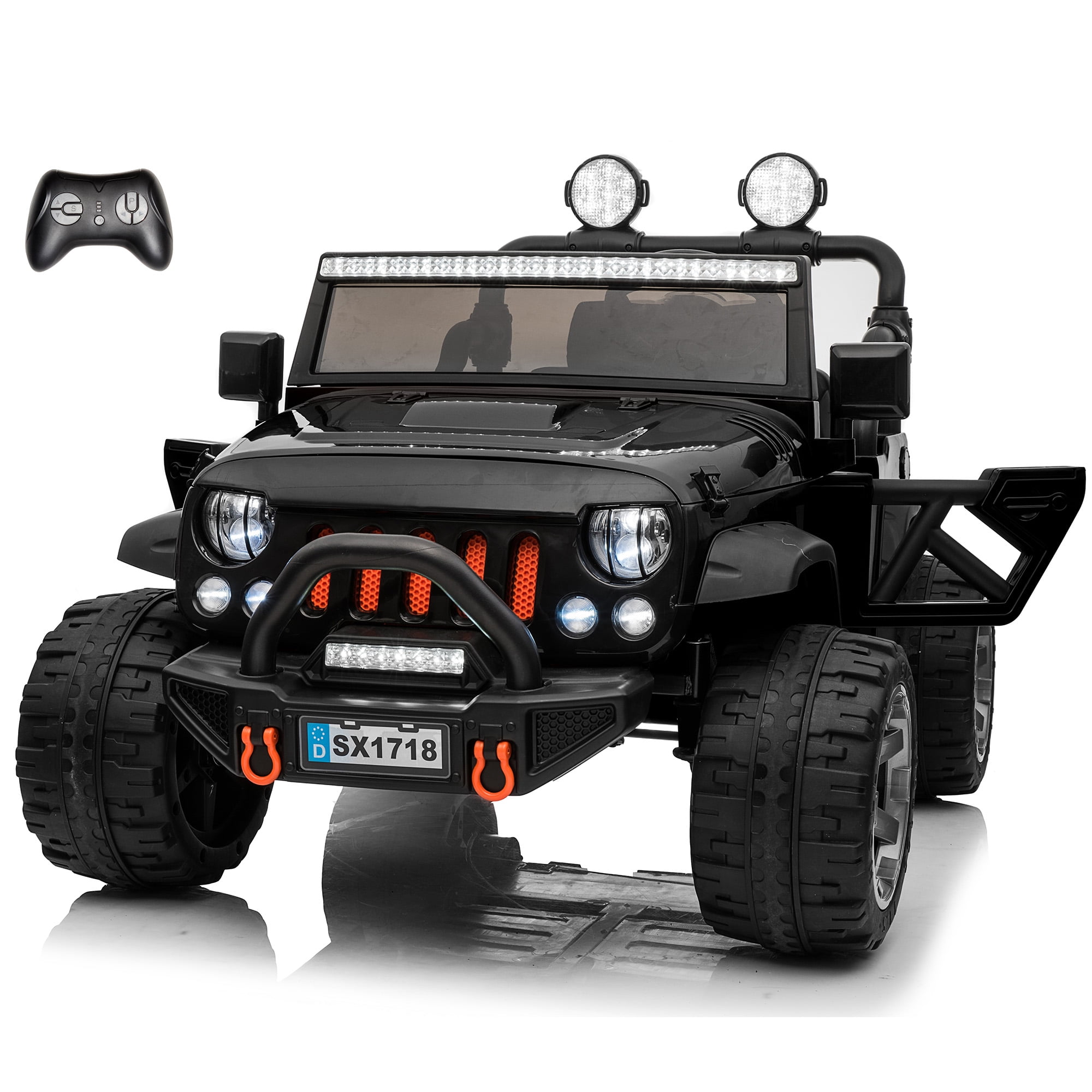 VOLTZ TOYS 2 Seater Ride On Car, 12V Electric Car for Kids, Electrical Jeep with 2 Seats, Full LED Lights, Parental Remote Control, MP3 Player (Black)