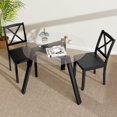 thumbnail image 4 of Costway 36" Round Glass Dining Table for 4 with Tempered Glass Tabletop Rubber Wood Frame Black, 4 of 10