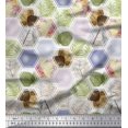 thumbnail image 1 of Soimoi Polyester Crepe Fabric Geometric & Leaves Patchwork Print Fabric by Yard 42 Inch Wide, 1 of 3