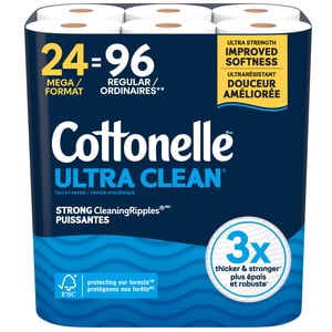 Cottonelle Ultra Papier toilette propre, Tissu de toilette solide, 24 Mega Rolls