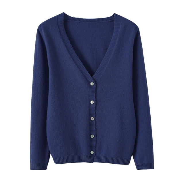 Cardigan Manteau Doux en Tricot pour Femmes, Mode Durable, Printemps et Automne, Décontracté, Ample, Uni, Manches Longues, Col en V, à Boutons - Hontri