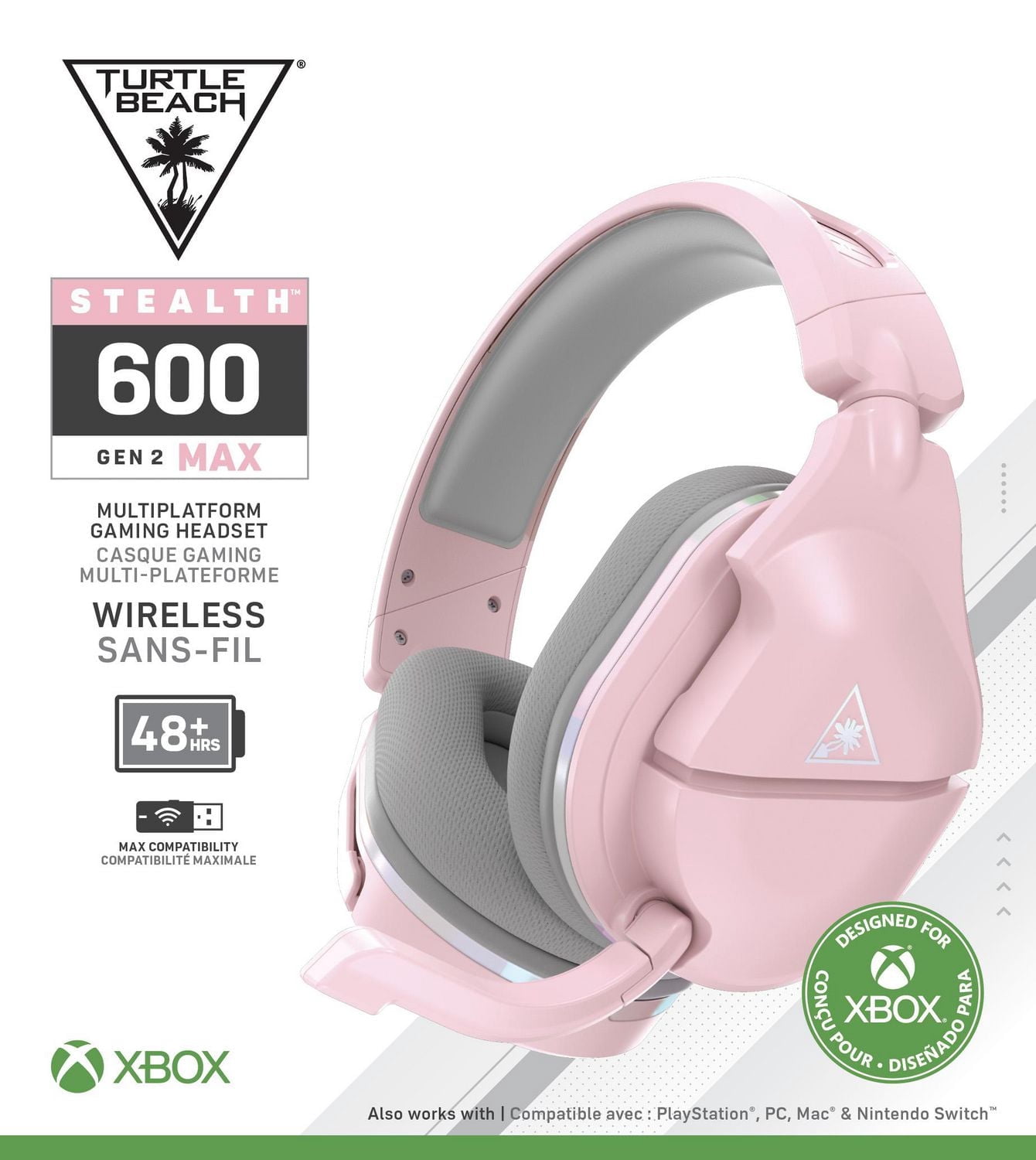 Turtle Beach® Stealth™ 600 Gen 2 MAX - Pink Xbox Series X, Xbox Series S, Xbox One X, Xbox One S, PS5™, PS4™, PS4™ Pro, PS4™ Slim, Nintendo Switch™, PC et Mac®