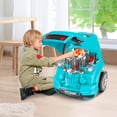 thumbnail image 2 of Qaba Mechanic Kids Truck Engine Toy Set, Car Service Play Set, Teal, 2 of 10