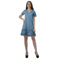 thumbnail image 2 of Moomaya Tunique à Manches Courtes Robes de Cocktail pour Femmes Robe en Coton Uni Extensible, 2 of 5
