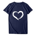 thumbnail image 4 of EGNMCR T-Shirts pour Femmes Femmes Manches Courtes Col Rond Imprimé en Forme de Cœur Hauts Décontractés Blouse T-shirt, 4 of 7