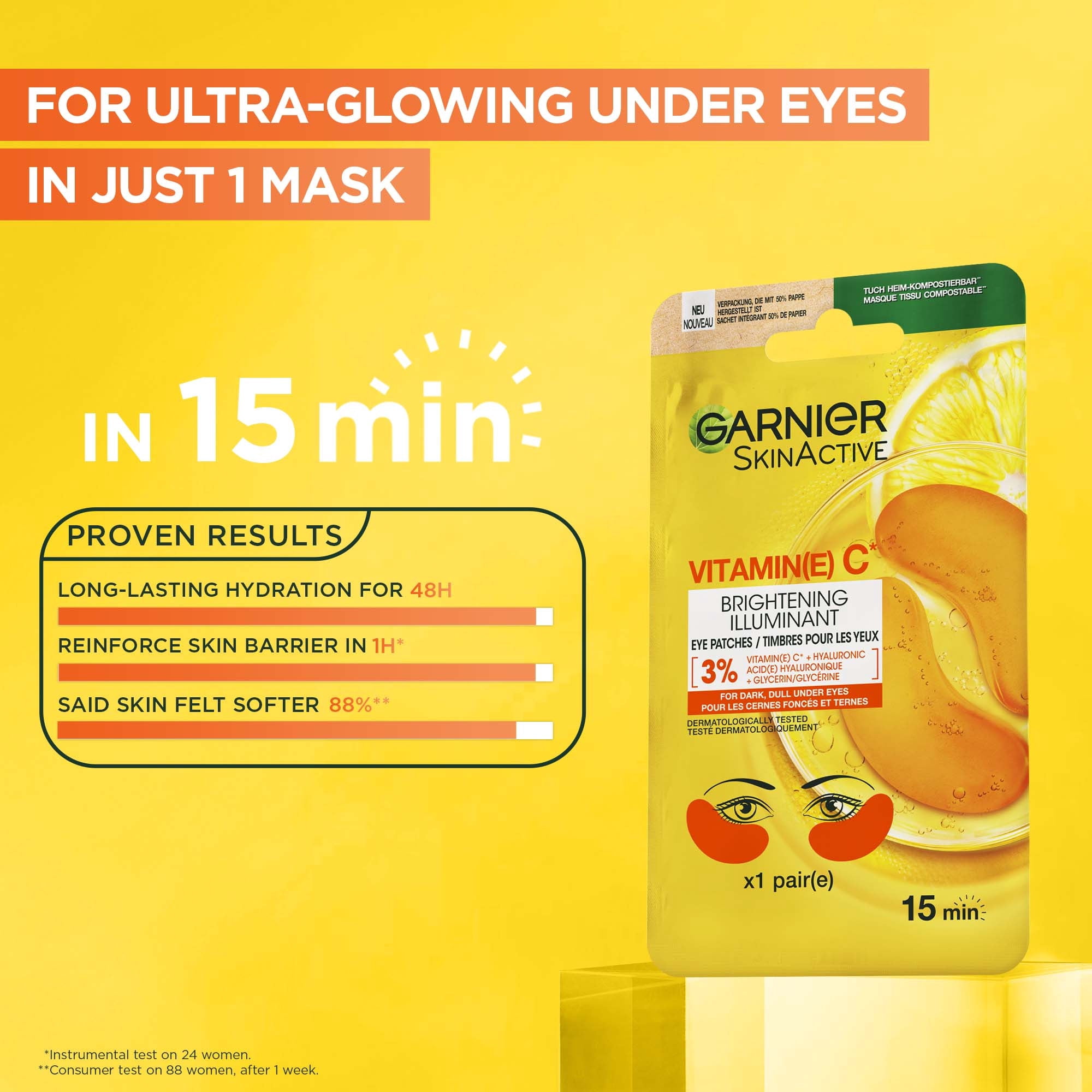 GARNIER Vitamine C Timbres Illuminants Yeux, 1 Paire