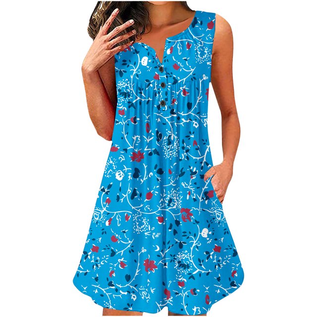 Robe d'Été pour Femmes Aguichant Robe d'Été pour Femmes Design Décontracté Robe Dégradée Sans Manches Col en V Longue Robe Ample Robe d'Été pour Femmes Robe Longue d'Été pour Femmes Longue Robe d'Été pour Femmes