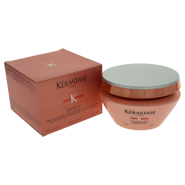 Kérastase 6.8 Masque pour Unisexe, un Masque de Traitement Capillaire de 8 oz pour Cheveux Bouclés et Frisottés. le Produit Comprend un Pot de Couleur Pêche avec un Couvercle Argenté et une Boîte de Marque Assortie, Conçu pour Hydrater et Discipliner les Fibres Capillaires pour un Mouvement Lisse.
