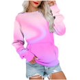 thumbnail image 1 of HKEJIAOI T-shirt Casual pour Col Rond Women Couleur Bloc Mi-Lourd Long Sleeve, 1 of 6
