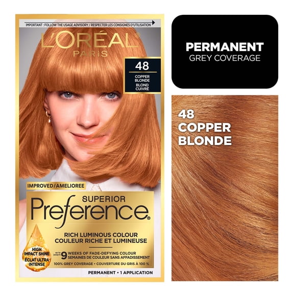 L'Oreal Paris Superior Preference Permanent Hair Color, Oil-in-Gel, Copper Blonde, 1 unit