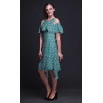 thumbnail image 2 of Bimba Robe Midi à Manches Volantées pour Femmes, Tunique Évasée à Épaules Dénudées avec Imprimé Papillon - Petit, 2 of 6