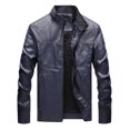 thumbnail image 4 of Manteau Veste en Similicuir à Col Montant Uni pour Homme, Mode Automne, 4 of 8