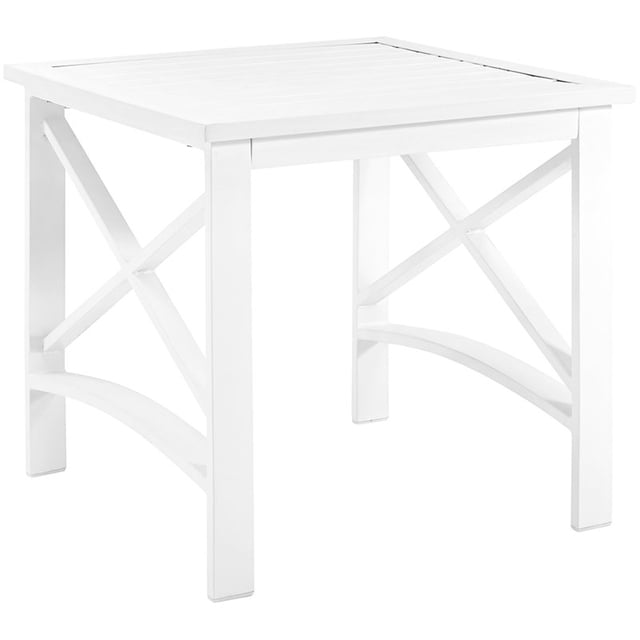 Crosley Kaplan Table d'Appoint de Patio à Lattes en Métal, Blanc