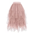 thumbnail image 1 of Besolor Womens Star Sequin Tulle Skirts High Waisted Mesh Layered A-Line Fairy Party Prom Midi Long Skirts, 1 of 3