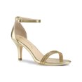 thumbnail image 1 of BLISSFUL STEP Women's Solid Color Open Toe Rhines Ankle Strap Stiletto Sandals Gold 7, 1 of 7
