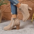 thumbnail image 4 of Womens Dress Ankle Booties Short Boots for Ladies Winter Fall Suede Pointed Toe Stacked High Heels Shoes, 4 of 7