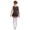 thumbnail image 2 of Freebily Robe de Danse de Patinage Artistique à Manches Longues pour Filles avec Strass Marron 6, 2 of 6