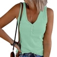 thumbnail image 2 of Timegard Tank Tops for Women Ribbed Deep V-Neck Button Slim Casual Sleeveless Shirts Basic Cami Top, 2 of 5
