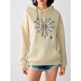 thumbnail image 4 of Faithtur Femmes Sweat à Capuche, Manches Longues Broderie Cobweb Coeur Pull-Over Casual Tops, 4 of 9