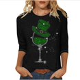 thumbnail image 1 of Besolor T-Shirts de la Saint-Patrick pour Femmes Imprimé Col Rond Manches 3/4 Tunique Décontractée Blouse d'Été Ample, 1 of 4