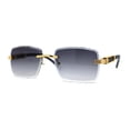 thumbnail image 1 of 90s Music Mogul Gangster Rapper Rimless Narrow Rectangle Luxury Sunglasses Gold Black Smoke, 1 of 4