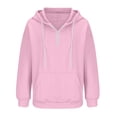 thumbnail image 4 of Besolor Womens Fall Fashion Quarter Zip Hoodies Sweatshirts Casual Long Sleeve Solid Color V Neck Drawstring Pullover Tops, 4 of 6