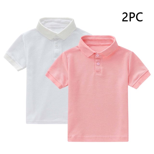 YUNAFFT Polos pour Enfants Été Décontracté Couleur Unie Manches Courtes Col Rond Lot de 2 Style Décontracté de Tous les Jours