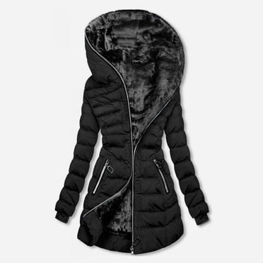 EGNMCR Womens Long Puffer Coat, Long Sleeve Padded Winter Down Coats, Hooded Parka Jacket Fashion Women Hooded Outwear Ladies Warm Coat Long Padded Slim Jacket Women Coat