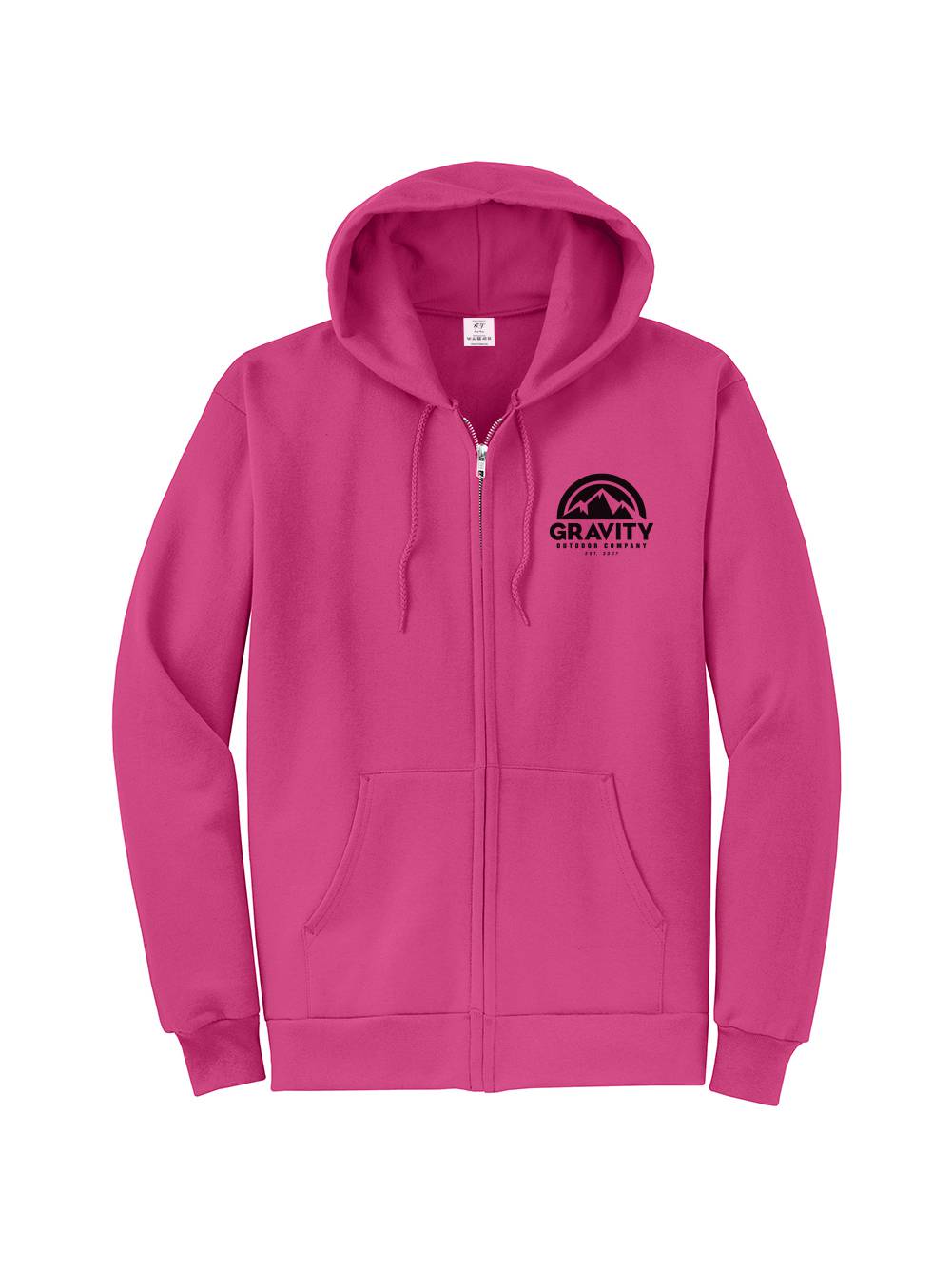Gravity Outdoor Co. Zip-Up Hoodie - Sangria - Black Logo - Large