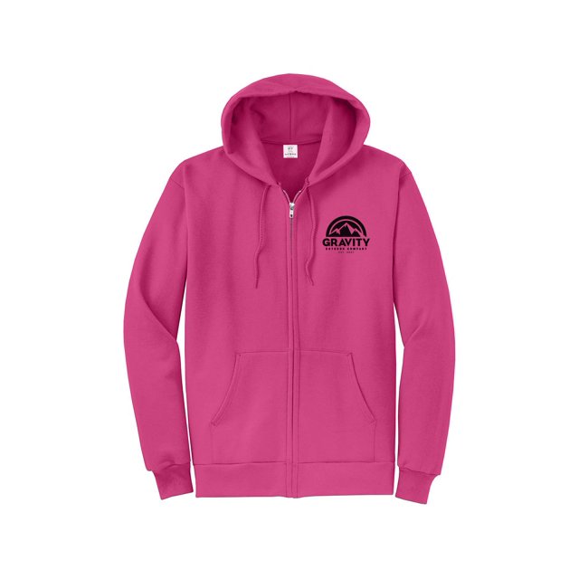 Gravity Outdoor Co. Zip-Up Hoodie - Sangria - Black Logo - Large