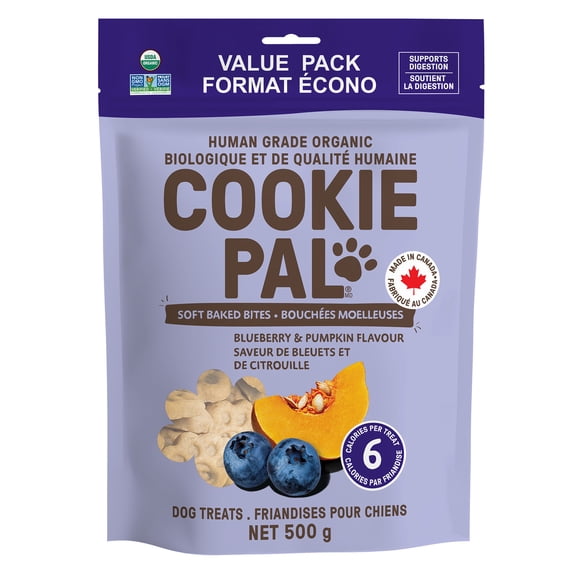 COOKIE PAL Blueberry & Pumpkin Soft Baked Bites, Human Grade, Organic Dog Treats 500g