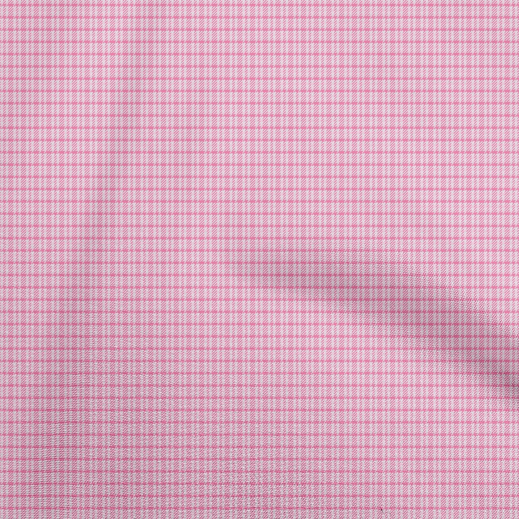 oneOone Cotton Silk Pink Fabric Check Houndstooth Sewing Material Print Fabric By The Yard 42 Inch Wide