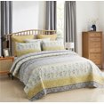 thumbnail image 3 of JML Quilt Set 3 Piece, Embossed Bedspread Bedding Set with 2 Shams, Queen, Grey & Yellow Floral, 3 of 6