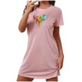 thumbnail image 2 of Mefallenssiah Chemise de Nuit Courte Surdimensionnée pour Femmes Mode Imprimé Poitrine Manches Courtes, 2 of 7