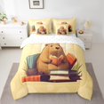 thumbnail image 2 of YST Ensemble Douillette 7 Pcs Mignon Brun Capybara, Lecture Capybara avec Livres Lit en Sac, Format Grand Lit, 2 of 5