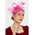 thumbnail image 4 of Pink Heardband Tea Party Fascinator Kentuckys Derbys Hat Fascinator Pillbox Hat Headband for Cocktail, 4 of 5
