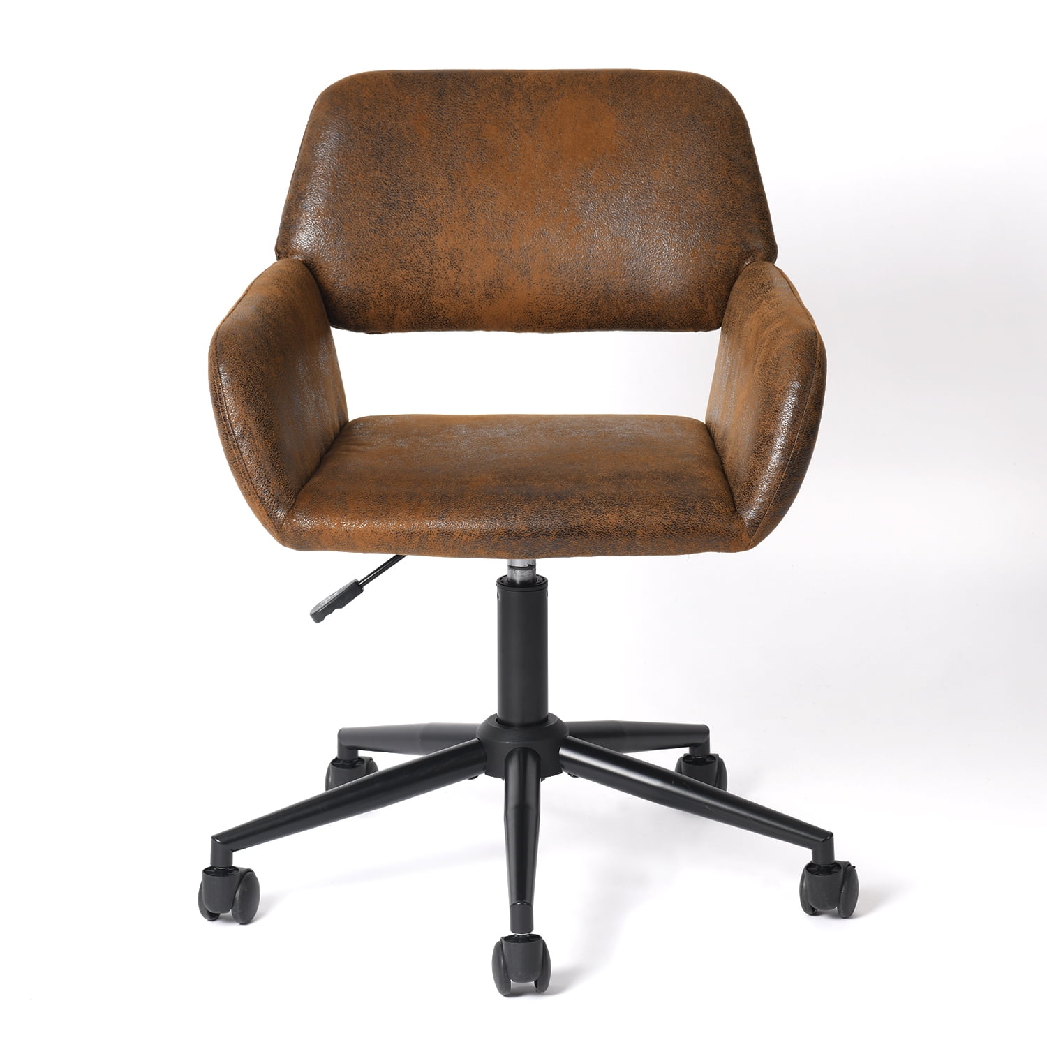Chaise de bureau Homy Casa, réglable, avec revêtement en similicuir, dossier ergonomique, pivotante, marron
