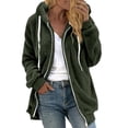 thumbnail image 1 of Qertyioot Mode Femmes Fermeture Éclair Col en V Chandail à Enfiler Hauts Manches Longues Blouse à Capuche Chandail, 1 of 4