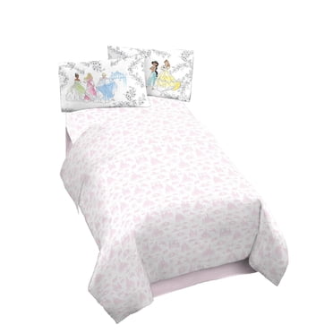 Disney Princesse 'Jardin Fleuri' Ensemble de Draps 4-Pièces pour Lit 2 Places pour Enfants, 100 % Polyester